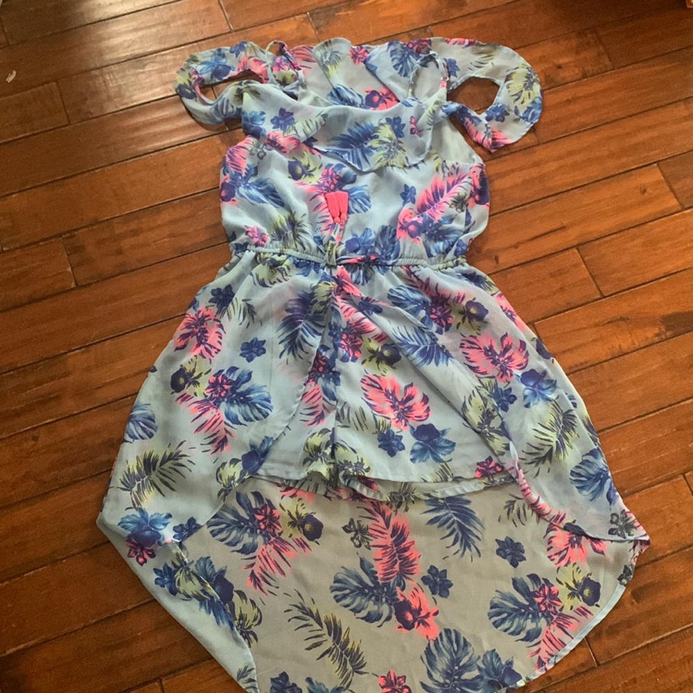 blue off the shoulder romper